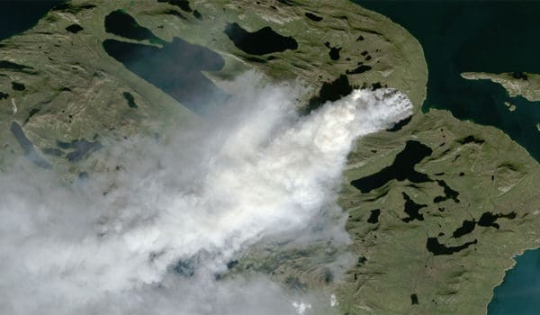 Satellittbilde av torvbrann på Grønland